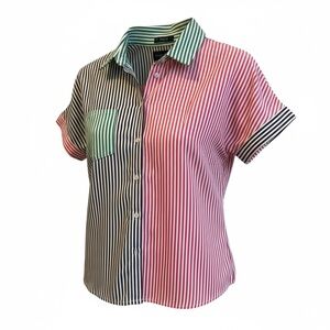 SHEIN Multicolor Striped Button Down Shirt